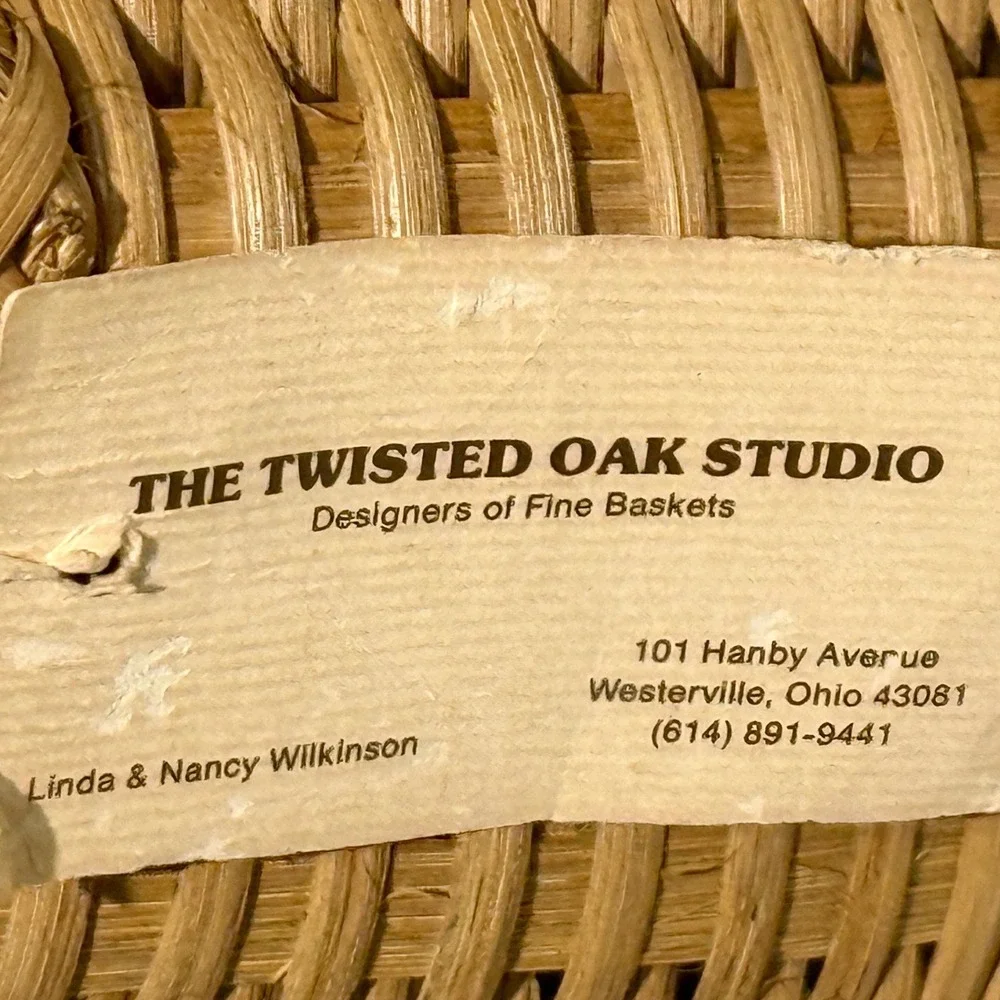 Handwoven Basket Tall Twisted Handle Artisan Reed Basket Twisted Oak Studio